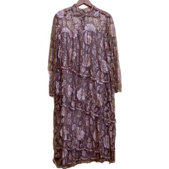 Rina DiMontella | Vintage Sequin French Lace 1920s Style Lace Tiered Dress 14 - Picture 1 of 17